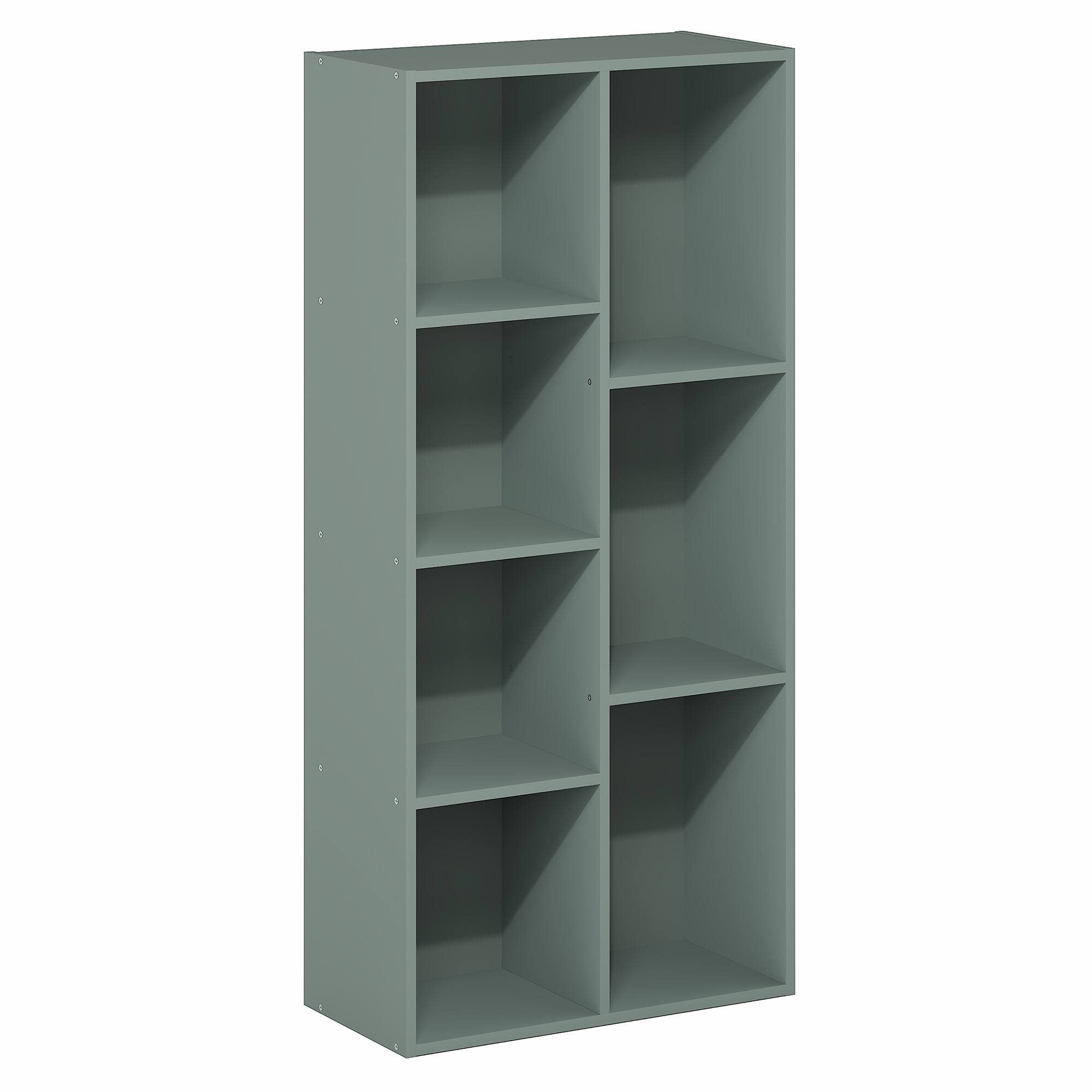 Alt View 6. Furinno - LUDER Book Shelf, 7-Cube Bookshelf, Bookcase, 9.4" x 19.5" x 41.7", for Living Room, Bedroom, Home Office - Sage Green.