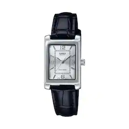 Casio - Women's Dial Analog Watch Black Leather Band - LTP-1234LL-7ADF - Silver