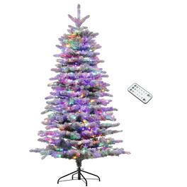 BreeBe - 6.5 ft Pre-Lit Mountain Pine Artificial Christmas Tree - Green