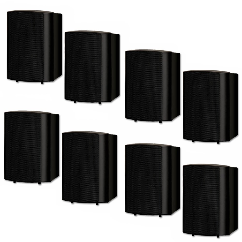 Theater Solutions by Goldwood - TS425ODB Indoor or Outdoor Speakers Weatherproof Mountable 4 Pair Pack - Black