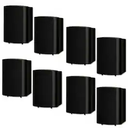 Theater Solutions by Goldwood - TS425ODB Indoor or Outdoor Speakers Weatherproof Mountable 4 Pair Pack - Black