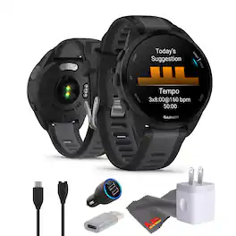 Garmin - Forerunner 165 GPS Running Smartwatch Bundle - Black/Slate Gray - Black/Slate Gray - (2024)