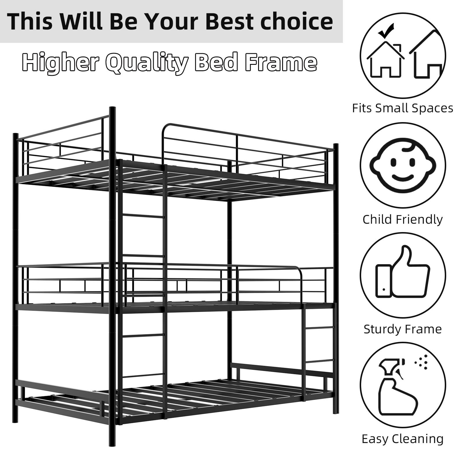 This Will Be Your Best Choice  
Higher Quality Bed Frame  
Fits Small Spaces  
Child Friendly  
Sturdy Frame  
Easy Cleaning