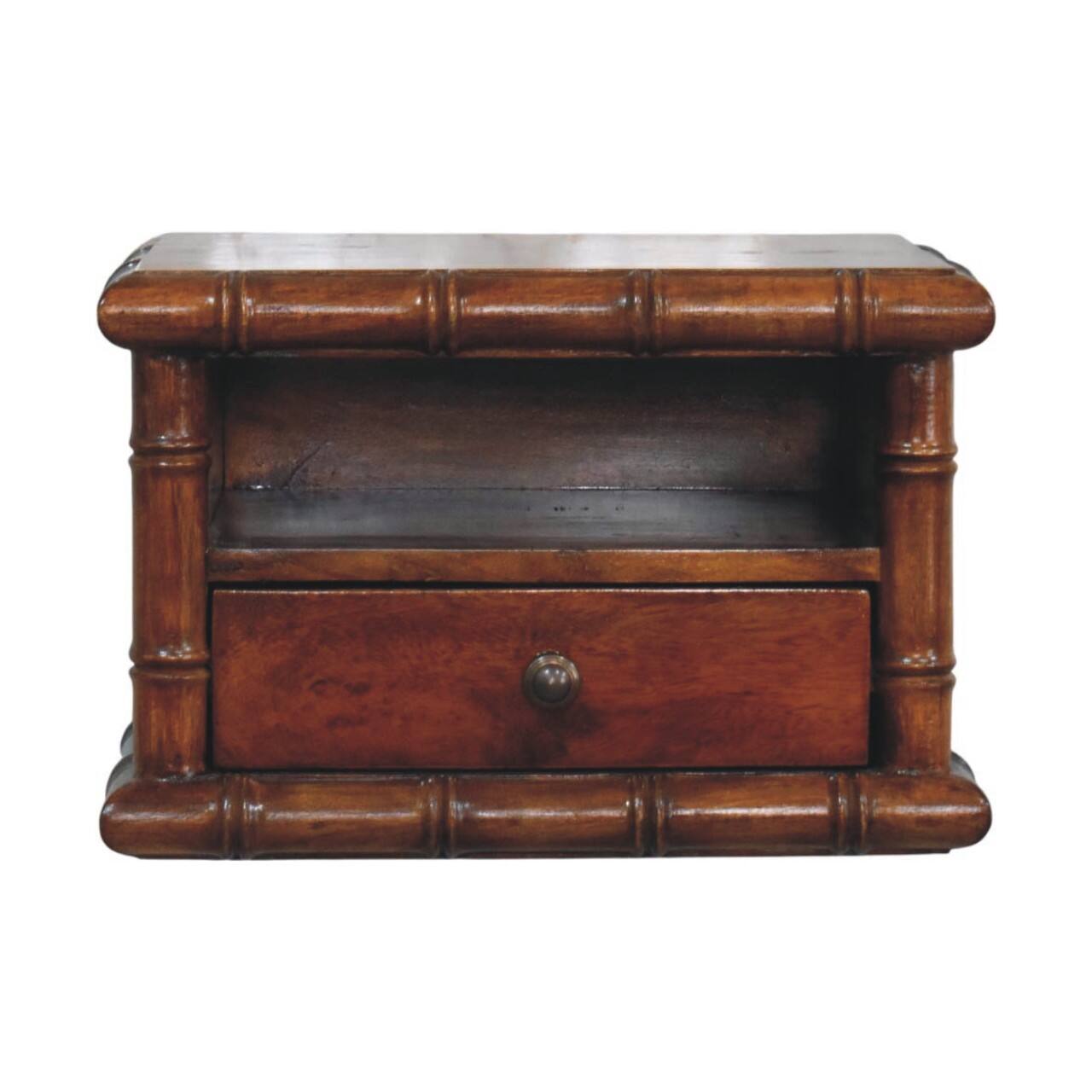 Angle. Artisan Furniture - Artisan Furniture Solid Wood Bamboo Wall-Mounted Bedside, Brown - Brown.