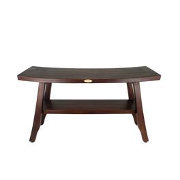 DecoTeak - DecoTeak® Satori® 34" Teak Wood Shower Bench with Shelf Finish - Woodland Brown