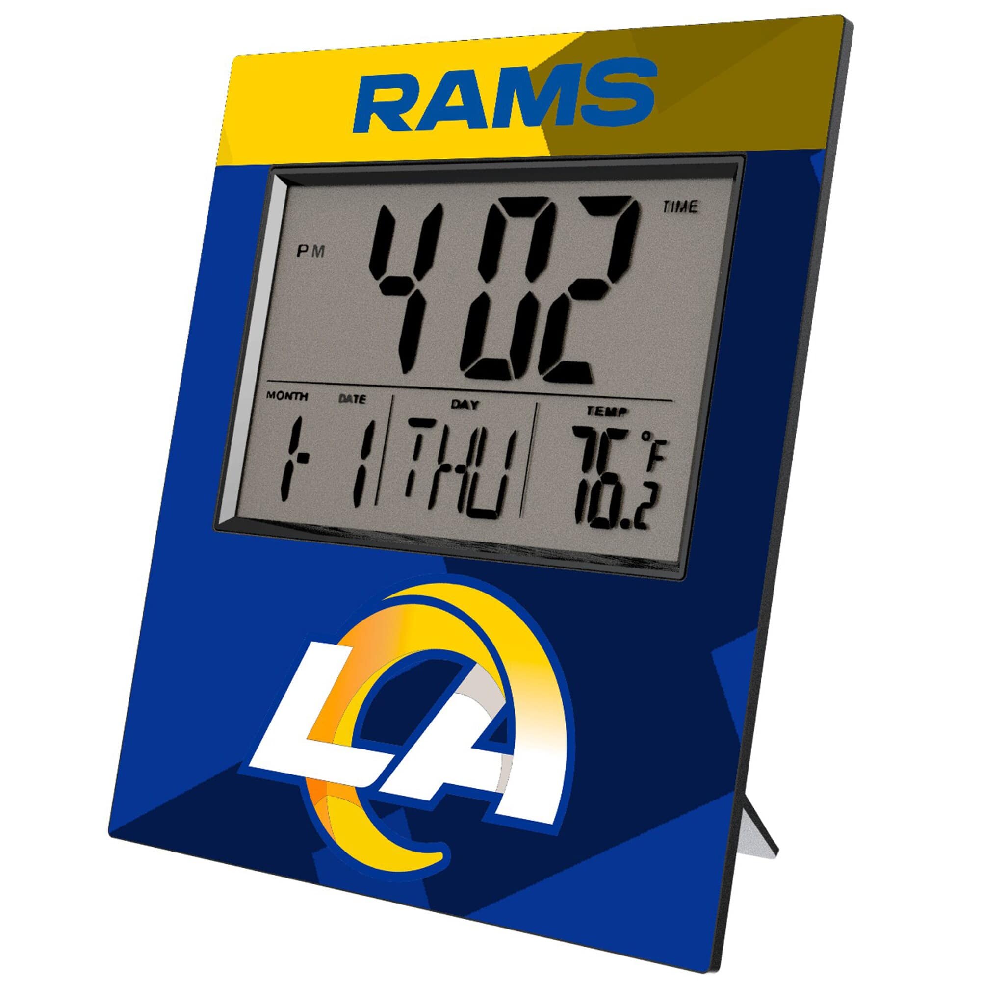 Keyscaper - Los Angeles Rams Color Block Digital Desk Clock - Multicolor
