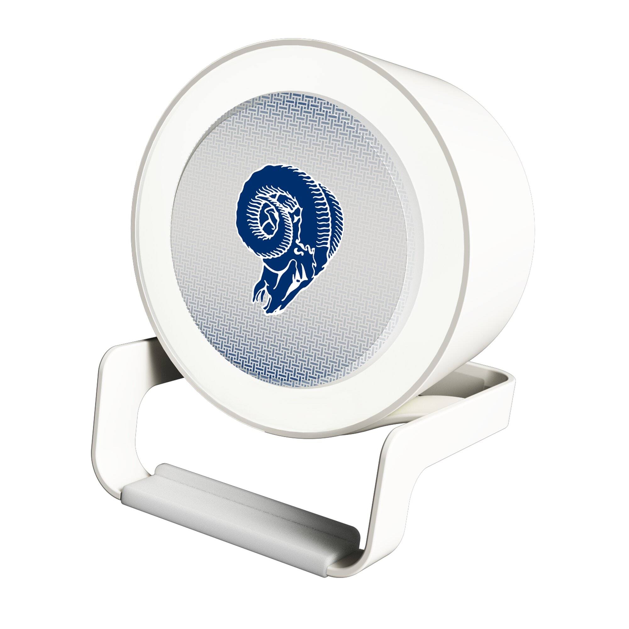 Front. Keyscaper - Los Angeles Rams Linen Print Nightlight Charger & Bluetooth Speaker - White.