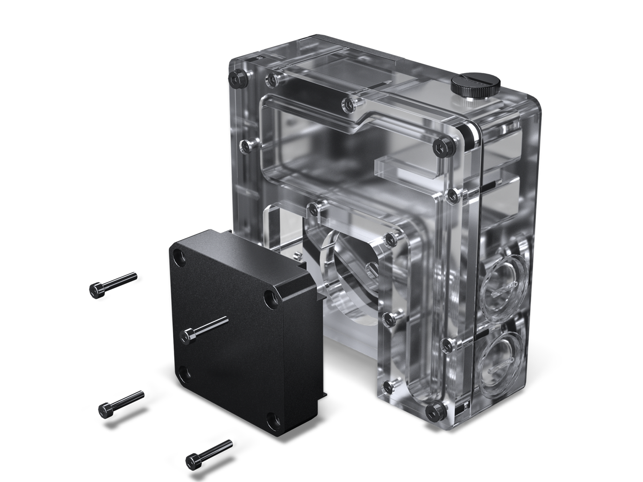 Alt View 2. Phanteks - Phanteks Glacier EZ-Fit 120RES-DDC Body, Compact Reservoir with 16mm Fittings, D-RGB, Black - Black.