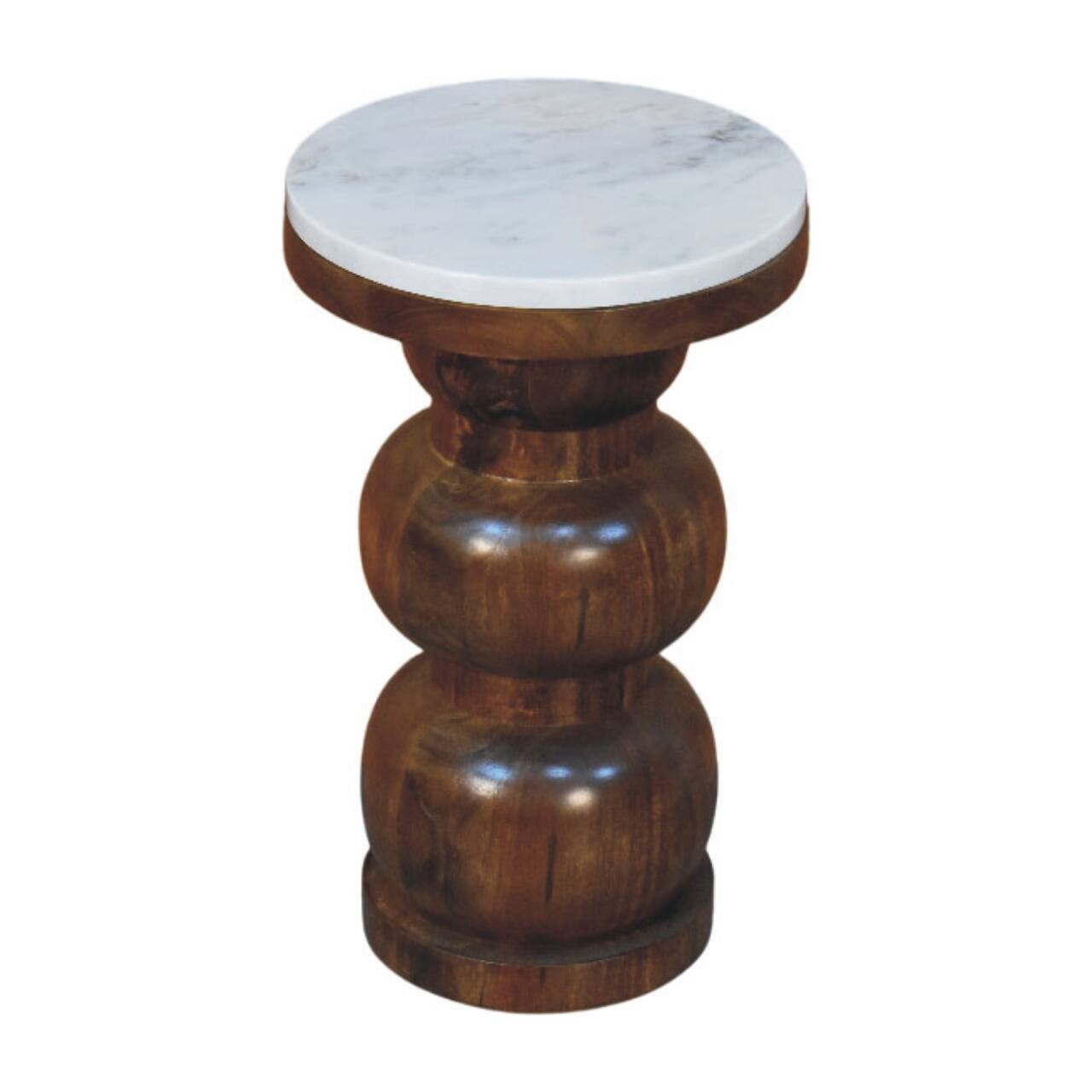 Angle. Artisan Furniture - Artisan Furniture Solid Wood Marble Top Bulla Side Table - Brown.