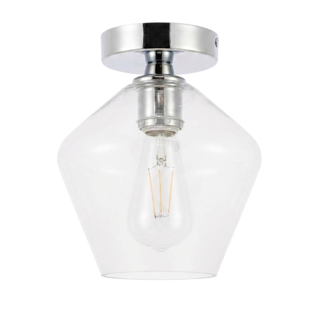 Living District - Gene 1 light Flush mount - Chrome And Clear Glass