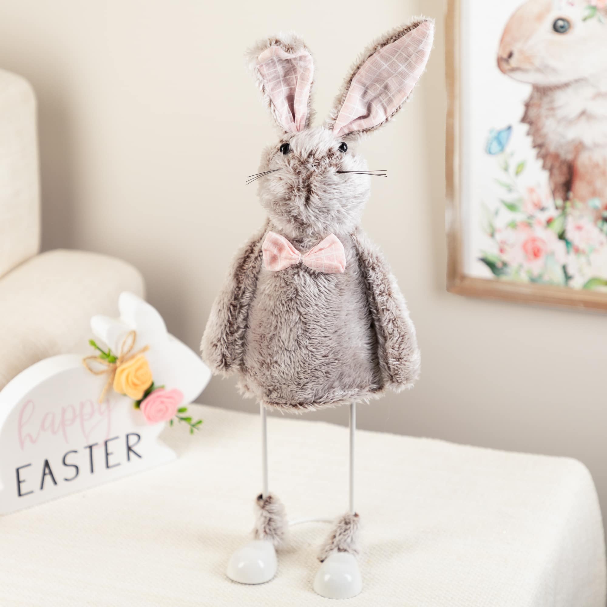 Photos - Christmas Tree SPRING Northlight -  Loaded Bunny Rabbit Easter Figure Decoration - 17" - and Pink - Gray 32726528 