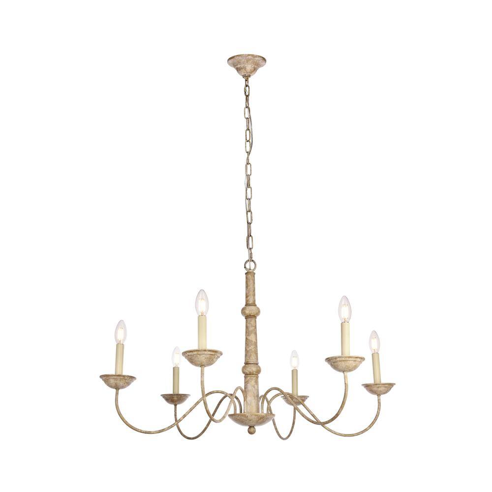 Alt View 2. Living District - Merritt Collection Chandelier D35 H21.6 Lt:6 Weathered Dove Finish - Weathered Dove.