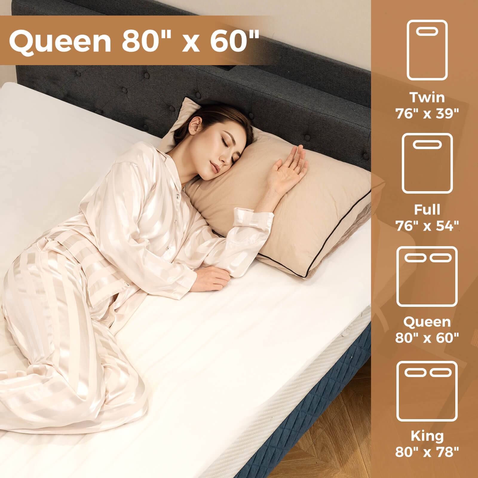 Queen 80" x 60"

Twin 76" x 39"

Full 76" x 54"

Queen 80" x 60"

King 80" x 78"