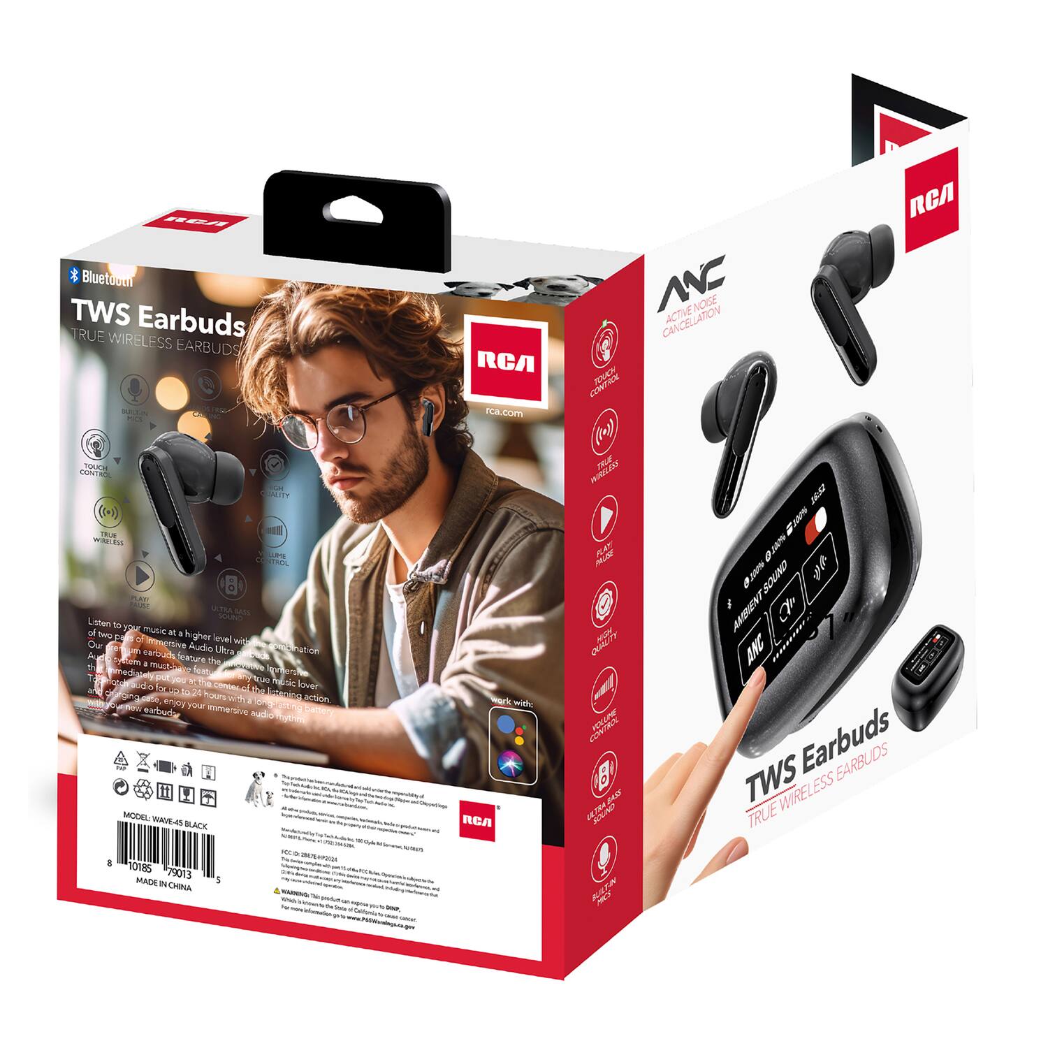 22 Bluetown TWS Earbuds TRUE WIRELESS EARBUDS NA TOUt CES d SIT 1LE -.2 Su aTtIL PR fr un SASS PAAN Litom T0 of YOU mulic an Im . higher immersivve evel with Our Audio Ultra naticn S eerbuds ada Art & doature Cyeem Tha must - feas p Wedk Kye T -a NIN m ts aP Conoes  d loven 125 hours edtcta  enjcy WN a d action A your imerive batten eatle audi nythm 1 If SODEL MvI BLACK - -  OteS 79013 MAE I 1 CHINA RCA sca.com rk with A RA ANC ACTVE NOGE CANDELLATION COMMIEN NE (1al) TELE HA J  MiN I as SOUIND I AMSIENT  C0C- ANE I : M 8 Earbuds EARBUDS EST TWS WIRELESS NA TRUE N