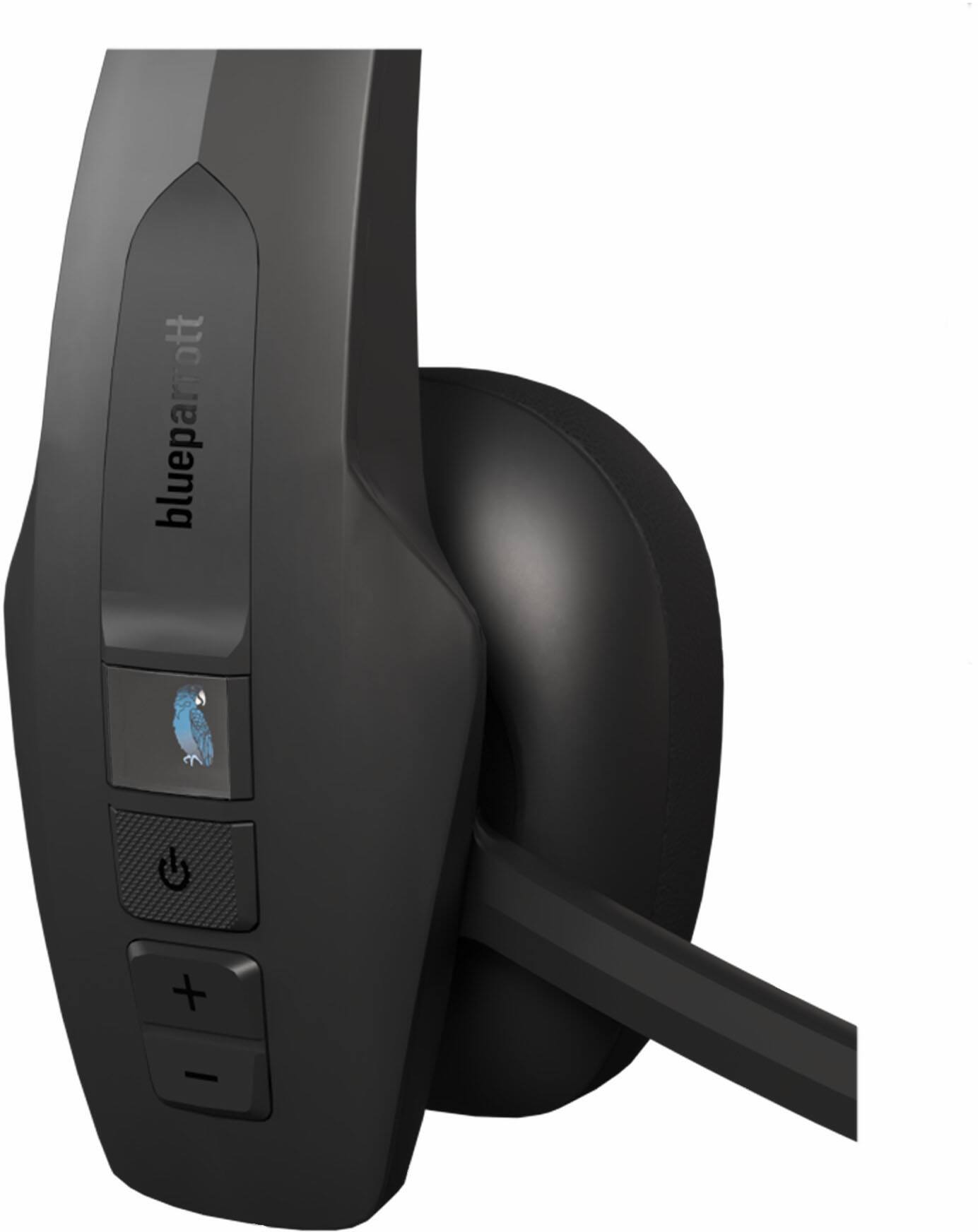 Alt View 1. BlueParrott - Pro B350 Wireless Bluetooth Mono Headset with 98% AI Voice Isolation Mics and Lightweight Headband - Black.