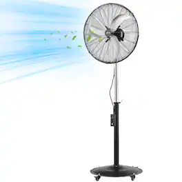 VEVOR - 24-Inch High Velocity Pedestal Fan,6800 CFM Industrial Standing Floor Fan with 85° Oscillating,3-Speed Adjustable Height - Black