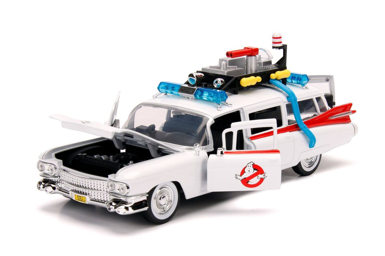 Alt View 4. Jada Toys - Ghostbusters 1/24 Die-Cast ECTO-1 (1959 Cadillac Ambulance) - White.