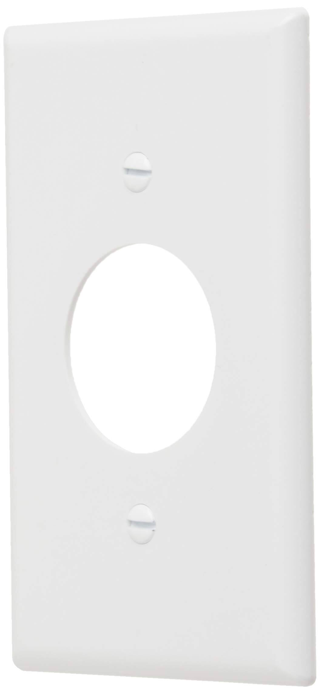 Angle. Leviton - 1-Gang Single Device Receptacle Wallplate 1.406-inch Hole Thermoset Standard Size Model 88004 - White.