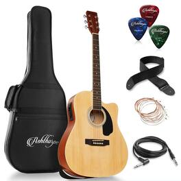 Ashthorpe - Full-Size Dreadnought Cutaway Acoustic-Electric Guitar Bundle - Natural