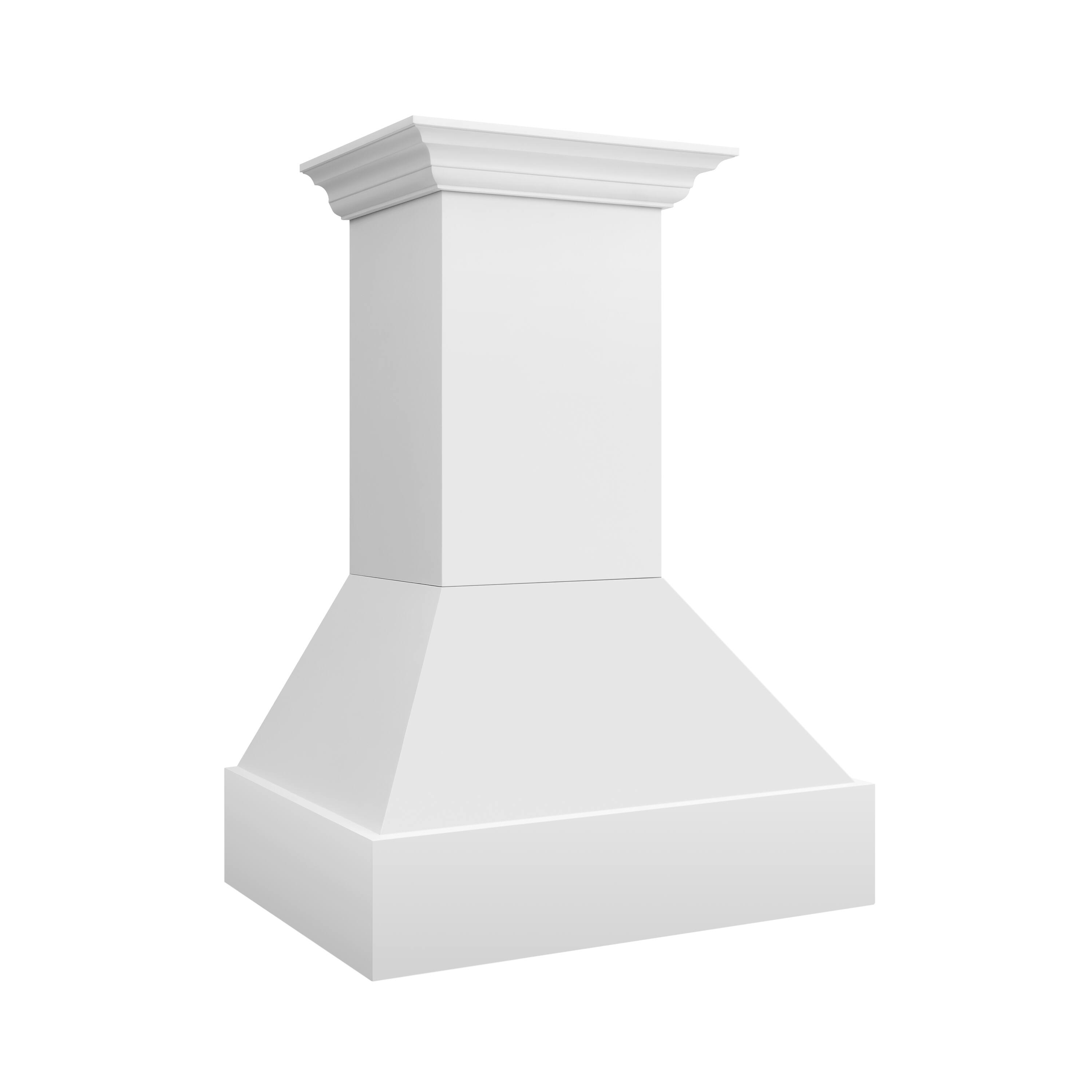 Angle. ZLINE - ZLINE 36 in. Wooden Wall Mount Range Hood in Rustic Bright White Finish (355WW-36) - White.