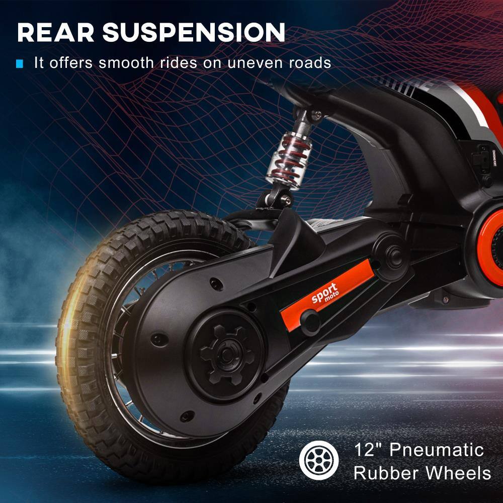 REAR SUSPENSION  
- It offers smooth rides on uneven roads  

12" Pneumatic Rubber Wheels