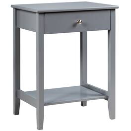 Costway - Nightstand End Table Storage Display Bedroom Furniture Drawer Shelf Beside Grey - Gray