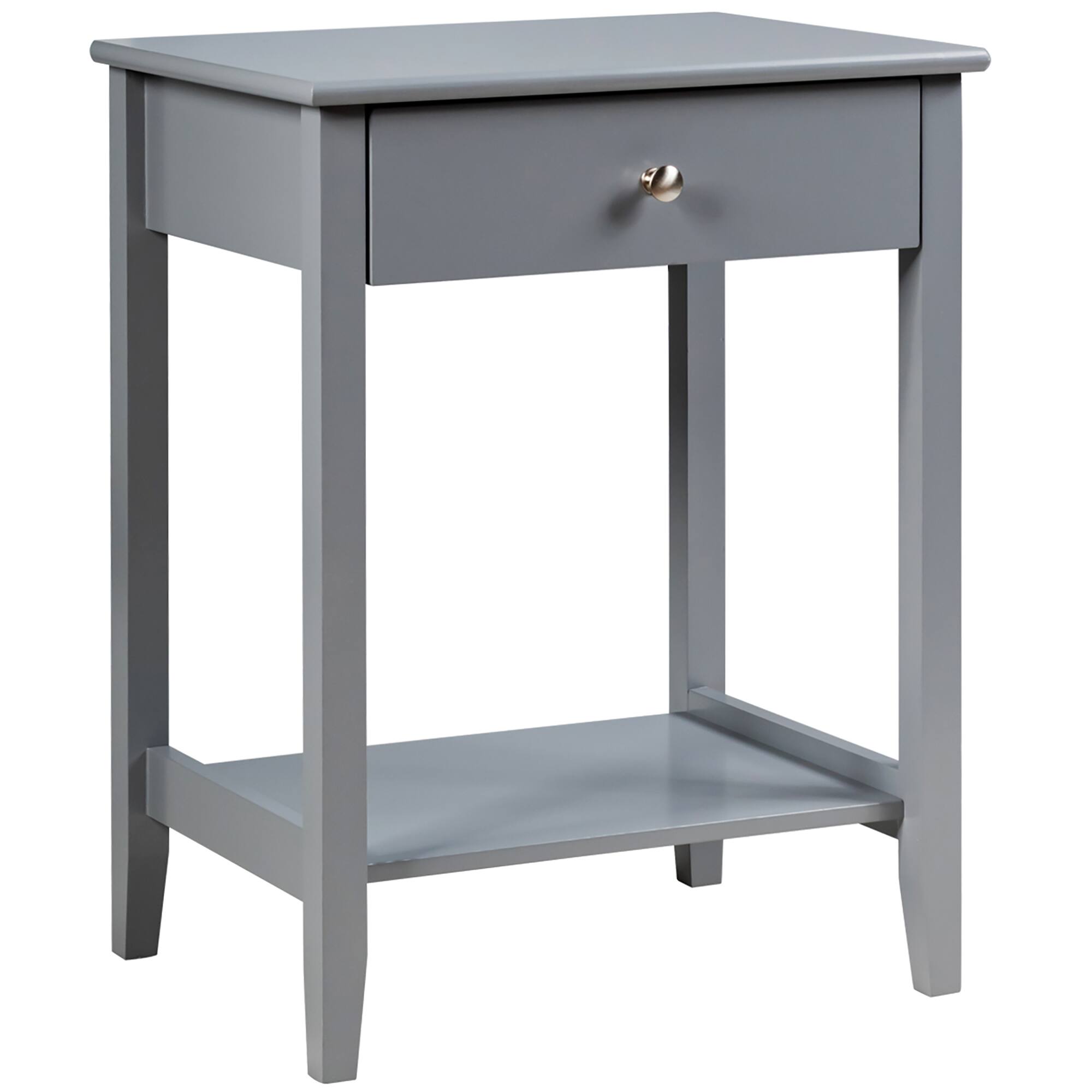 Front. Costway - Nightstand End Table Storage Display Bedroom Furniture Drawer Shelf Beside Grey - Gray.