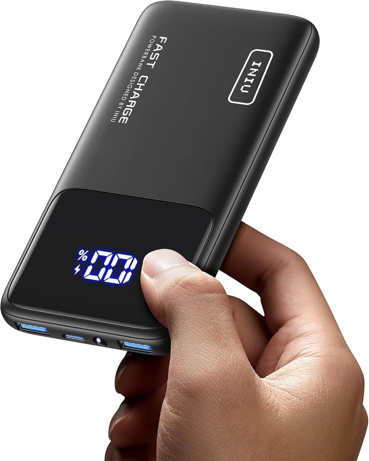 INIU - Slimmest Fast Charging 10000mAh Power Bank, 22.5W PD3.0 QC4+ USB C in/Out for iPhone Samsung Google AirPods iPad - Black