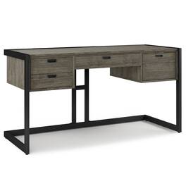 Simpli Home - Hampden SOLID ACACIA WOOD Modern Industrial 60 inch Wide Desk - Weathered Grey