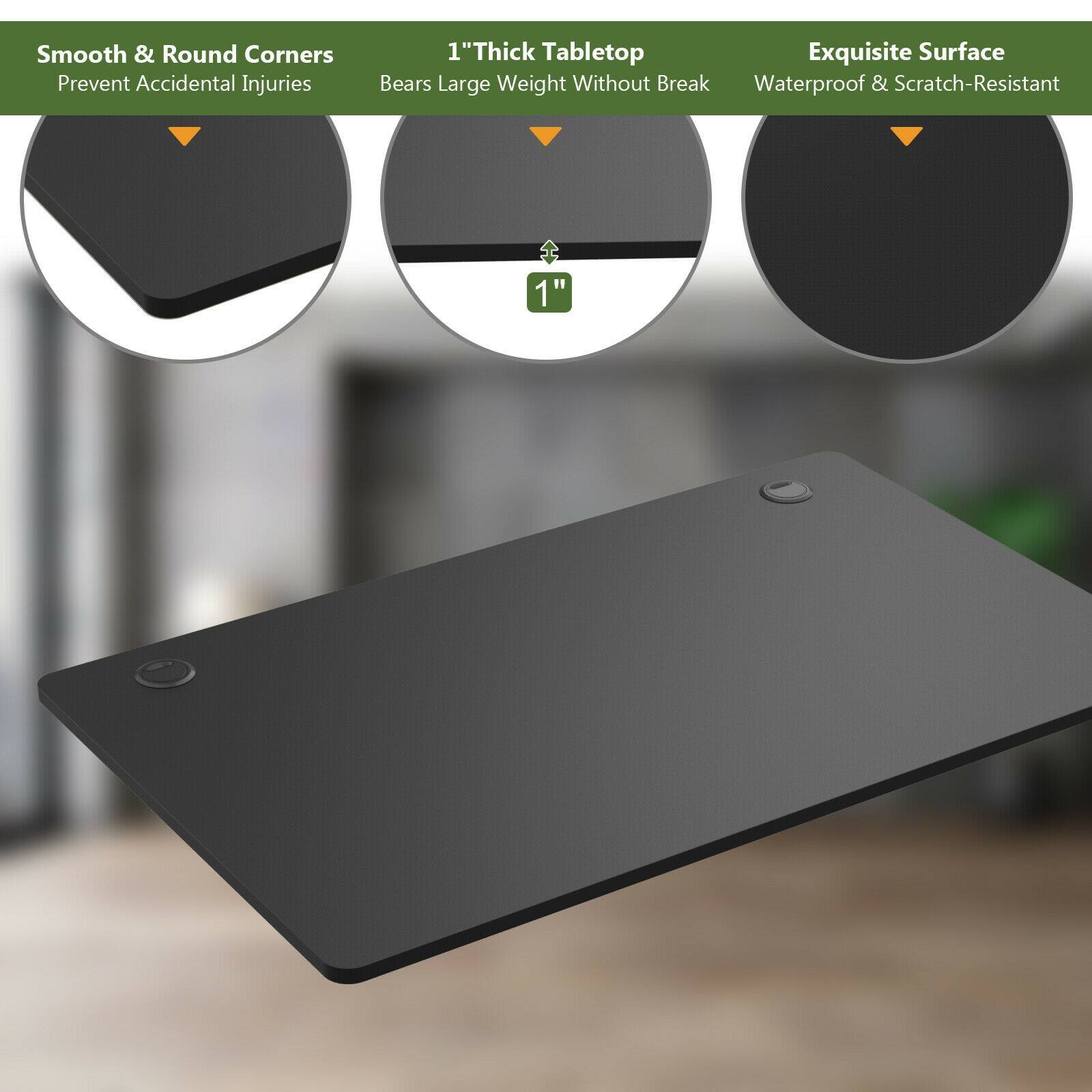 Smooth & Round Corners  
Prevent Accidental Injuries  

1" Thick Tabletop  
Bears Large Weight Without Break  

Exquisite Surface  
Waterproof & Scratch-Resistant