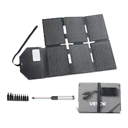 VEVOR - 60W Foldable Solar Panel Charger, 16BB N-Type Monocrystalline Solar Panel 24% Efficiency, Lightweight Portable with MC4 - Black