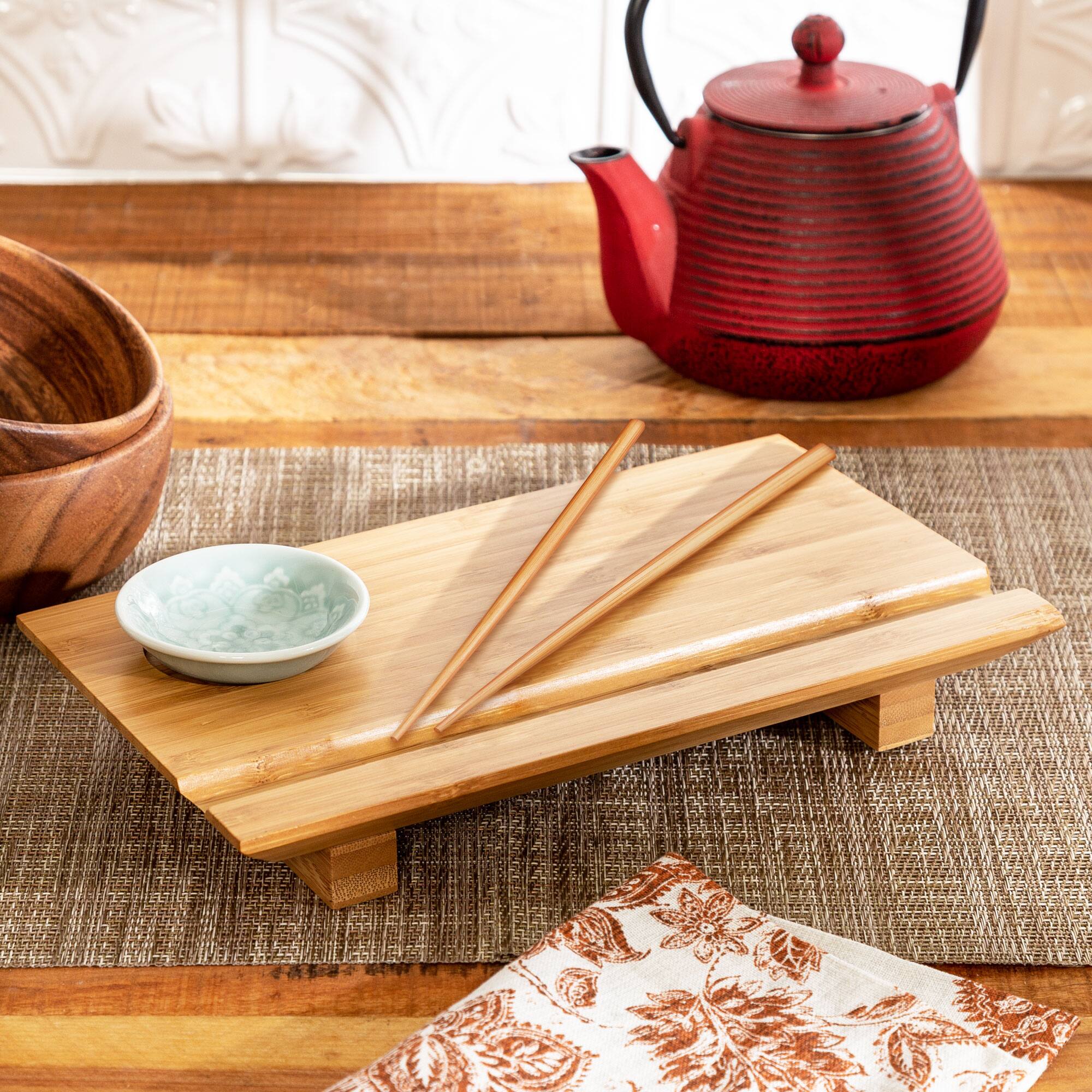 Alt View 3. Escali - Joyce Chen Burnished Bamboo Sushi Board Set - Natural.