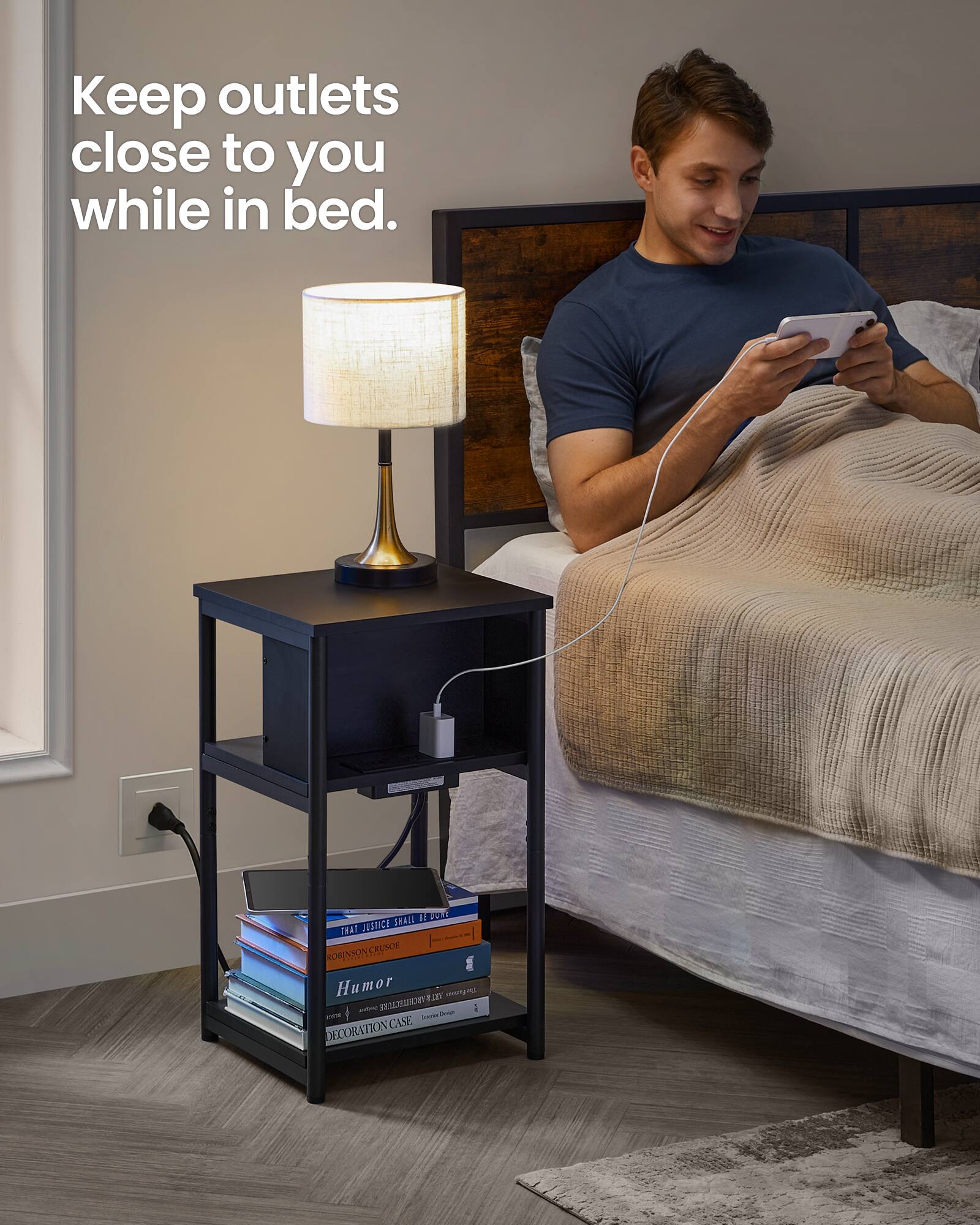 Keep outlets close to you while in bed.

THAT JUSTICE SHALL BE DONE  
Robinson Crusoe

Humor

DECORATION CASE