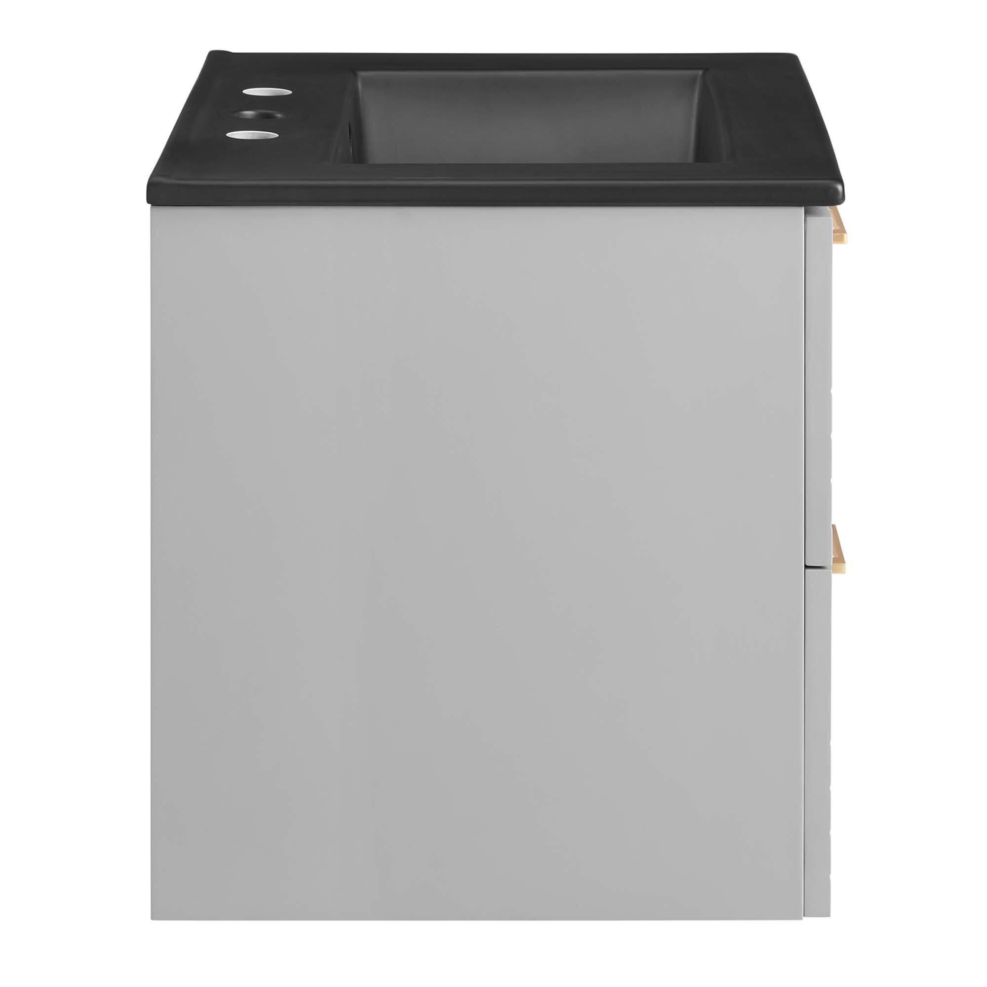 Alt View 2. Modway - Daybreak Wall-Mount Bathroom Vanity Basin Included by Modway - Light Gray Black.