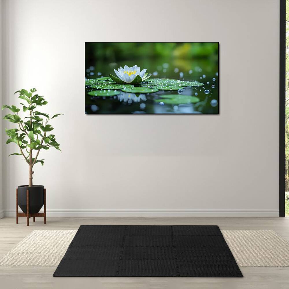 Front. Hivvago - Interlocking EVA Foam Floor Tiles with Non-Slip Exercise Surface - Black.