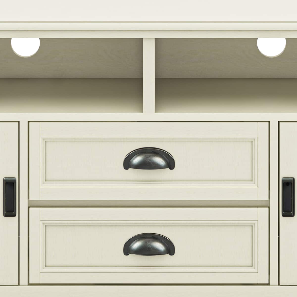 Alt View 10. Simpli Home - Burlington SOLID WOOD 72 inch TV Media Stand in Antique White For TVs up to 80 inches - Antique White.