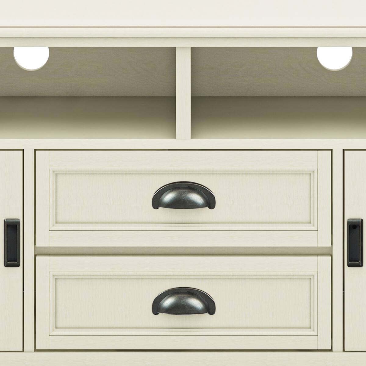 Alt View 10. Simpli Home - Burlington SOLID WOOD 72 inch TV Media Stand in Antique White For TVs up to 80 inches - Antique White.