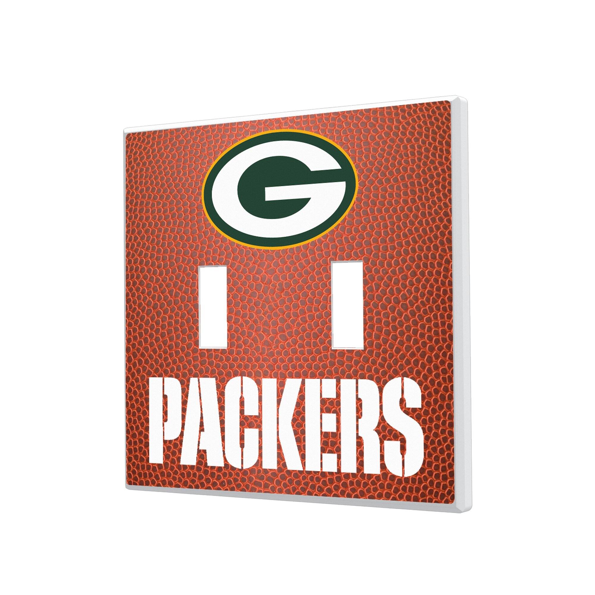 Front. Keyscaper - Green Bay Packers Football Design Double Toggle Light Switch Plate - Multicolor.