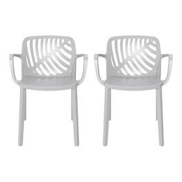 WestinTrends - Playa Outdoor Modern Stackable Patio Dining Armchairs (Set of 2) - Gray