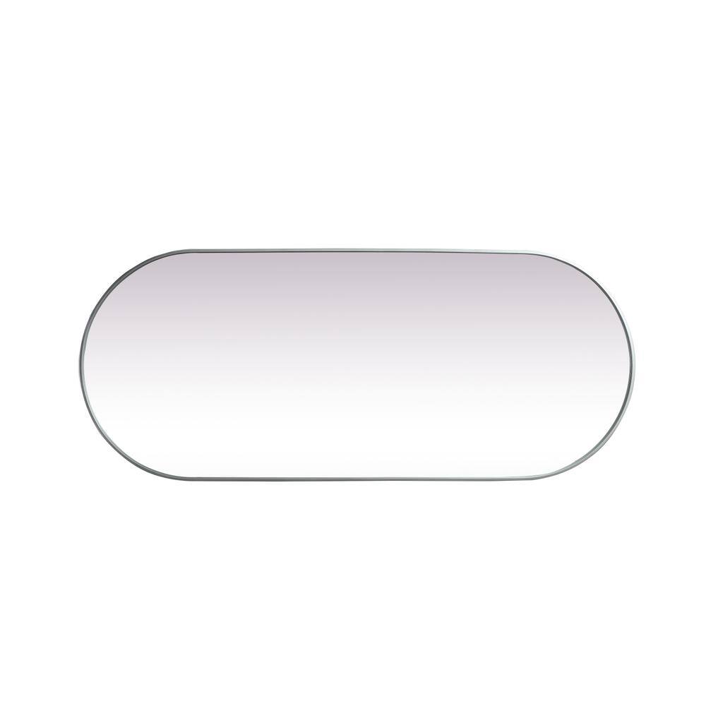 Back. Elegant Decor - Metal Frame Oval Mirror 30x72 Inch in Silver - Silver.