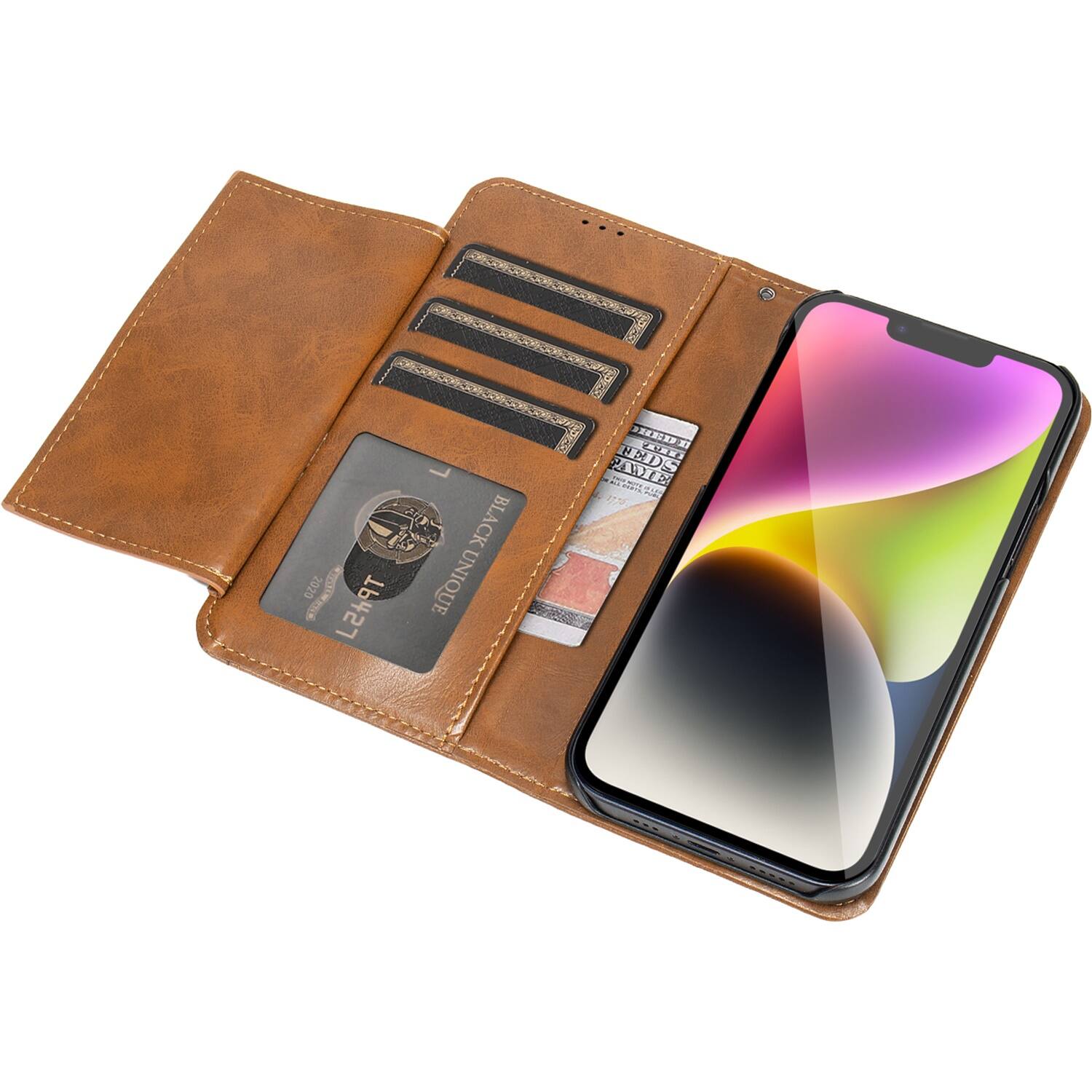 Alt View 14. SaharaCase - Folio Wallet Case for Apple iPhone 14 Plus - Brown.