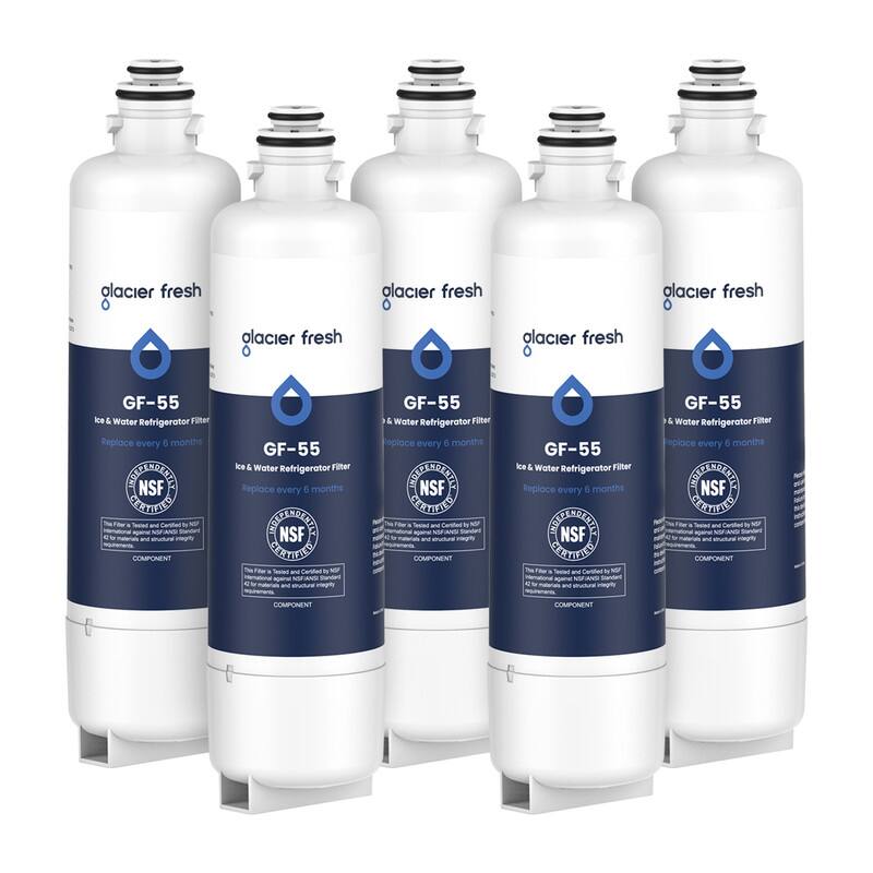Glacier Fresh GF-55 Ice & Water Refrigerator Filter  
Replace every 6 months  

NSF International Certified  
NSF/ANSI Standard 42  
NSF/ANSI Standard 401  

Component