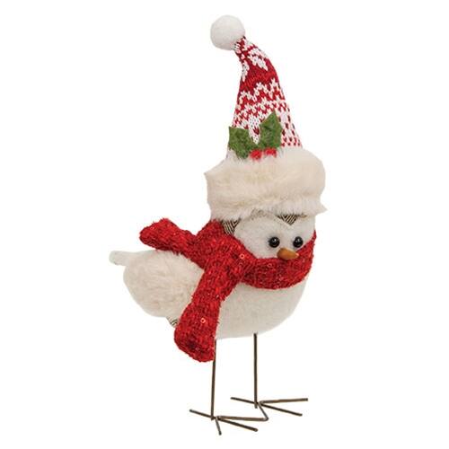 BreeBe - *Fabric Bird with Red Hat and Scarf - Multicolor