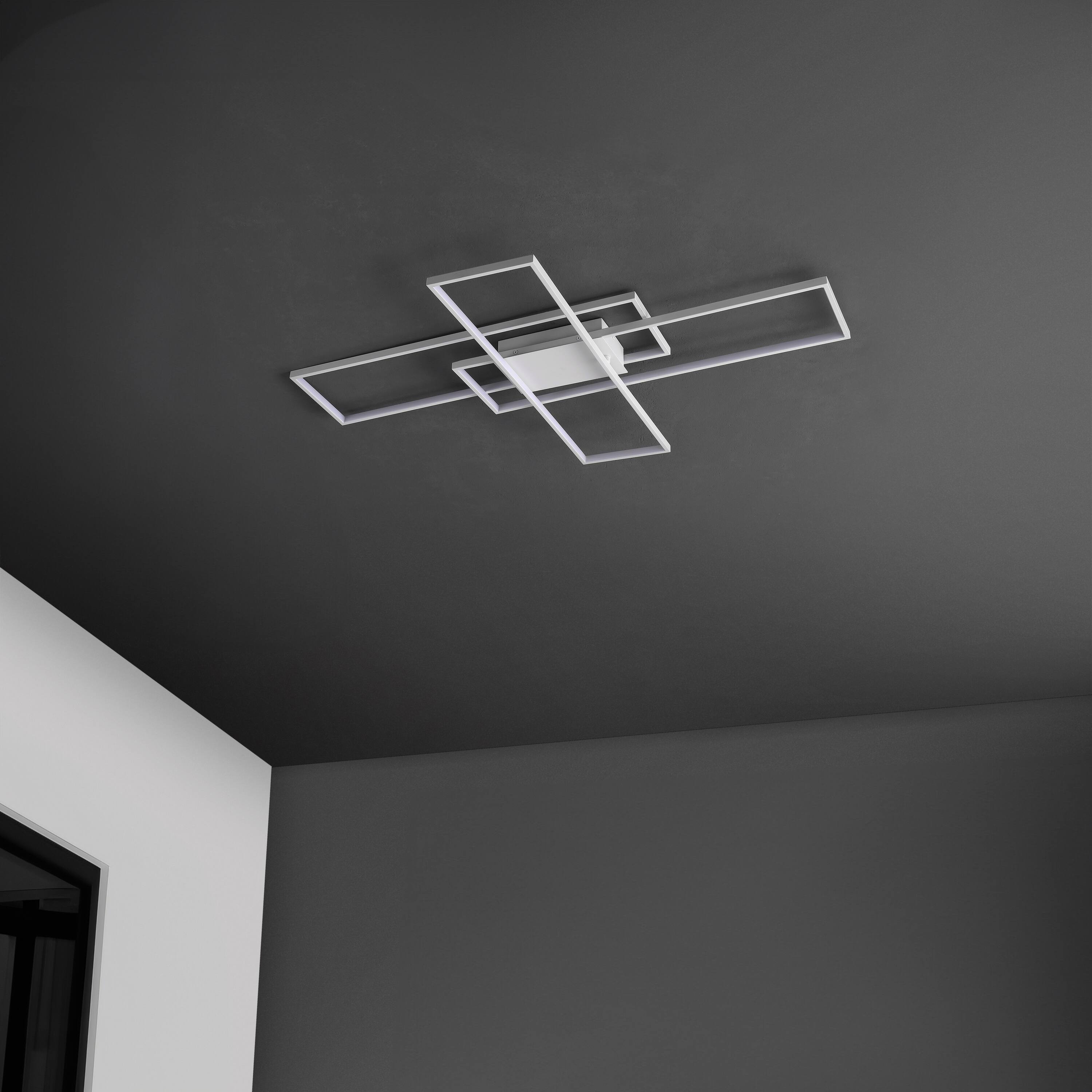 Alt View 5. Jonathan Y - Palco 39" Contemporary Minimalist Metal Adjustable Dimmable Geometric Integrated LED Flush Mount, White - White.