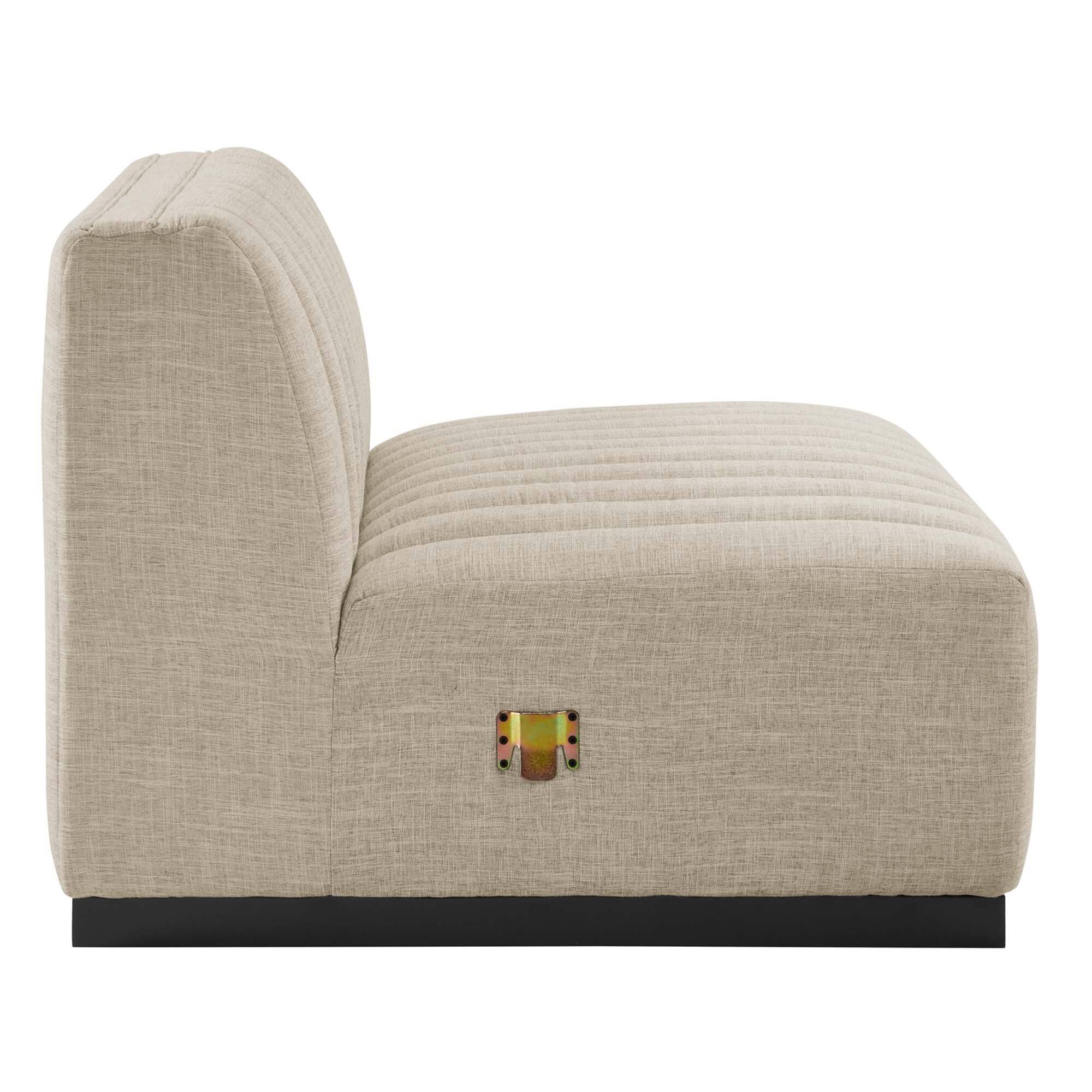 Left. Modway - Conjure Channel Tufted Upholstered Fabric Armless Chair by Modway - Black Beige.
