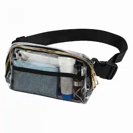 Garnen - Clear Fanny Pack Stadium Approved Bag, Clear Crossbody Bag for Stadium Events, Clear Belt Bag Adjustable Strap - Black