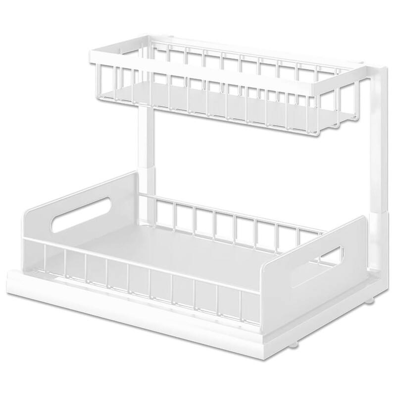 Front. Giantpower - Under Sink Cabinet Organizer Pull Out Storage Shelves - White - White.