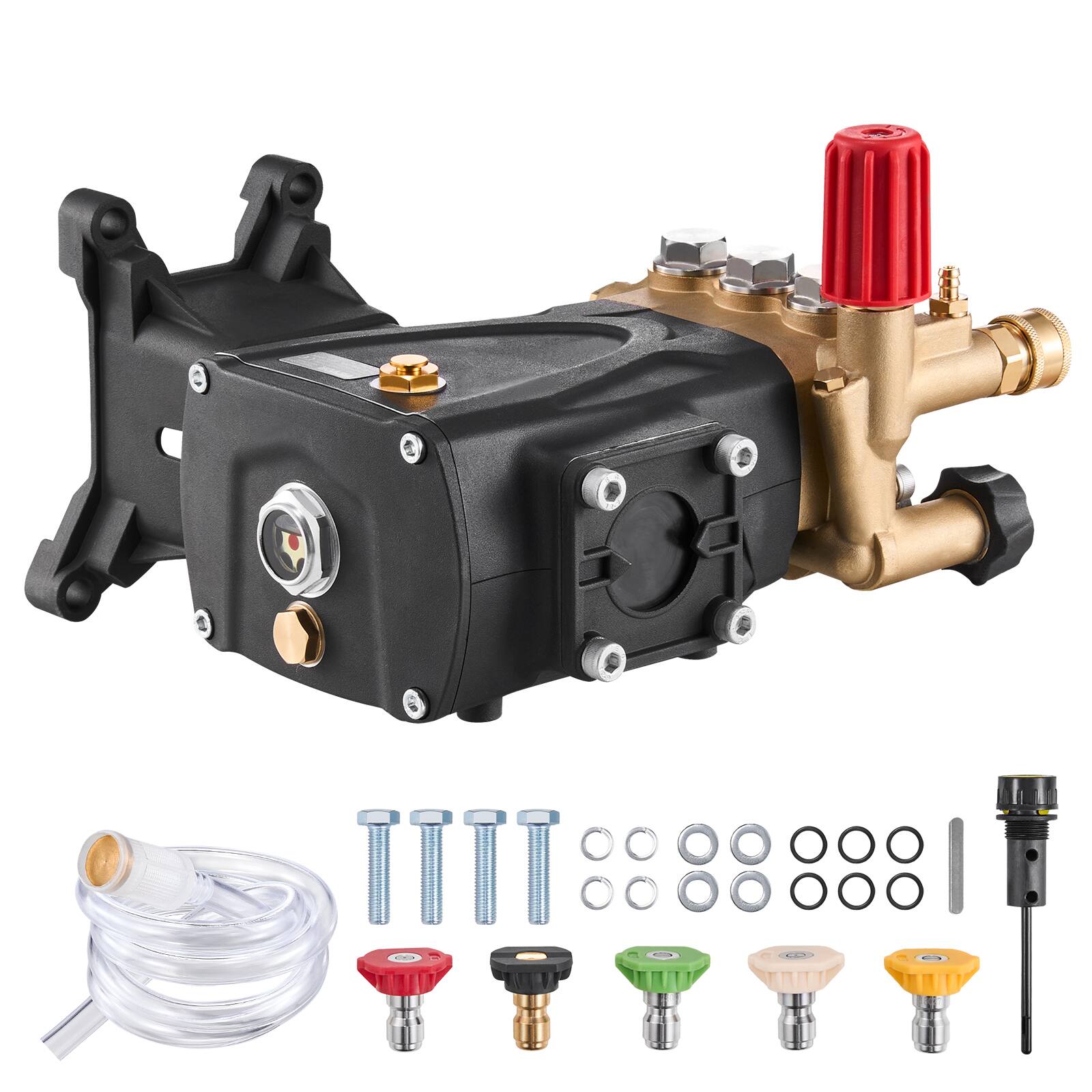 Alt View 5. VEVOR - Pressure Washer Pump, 1" Shaft Horizontal Triplex Plunger, 4000 PSI, 4.0GPM, Replacement Power Washer Pumps Kit - Black.