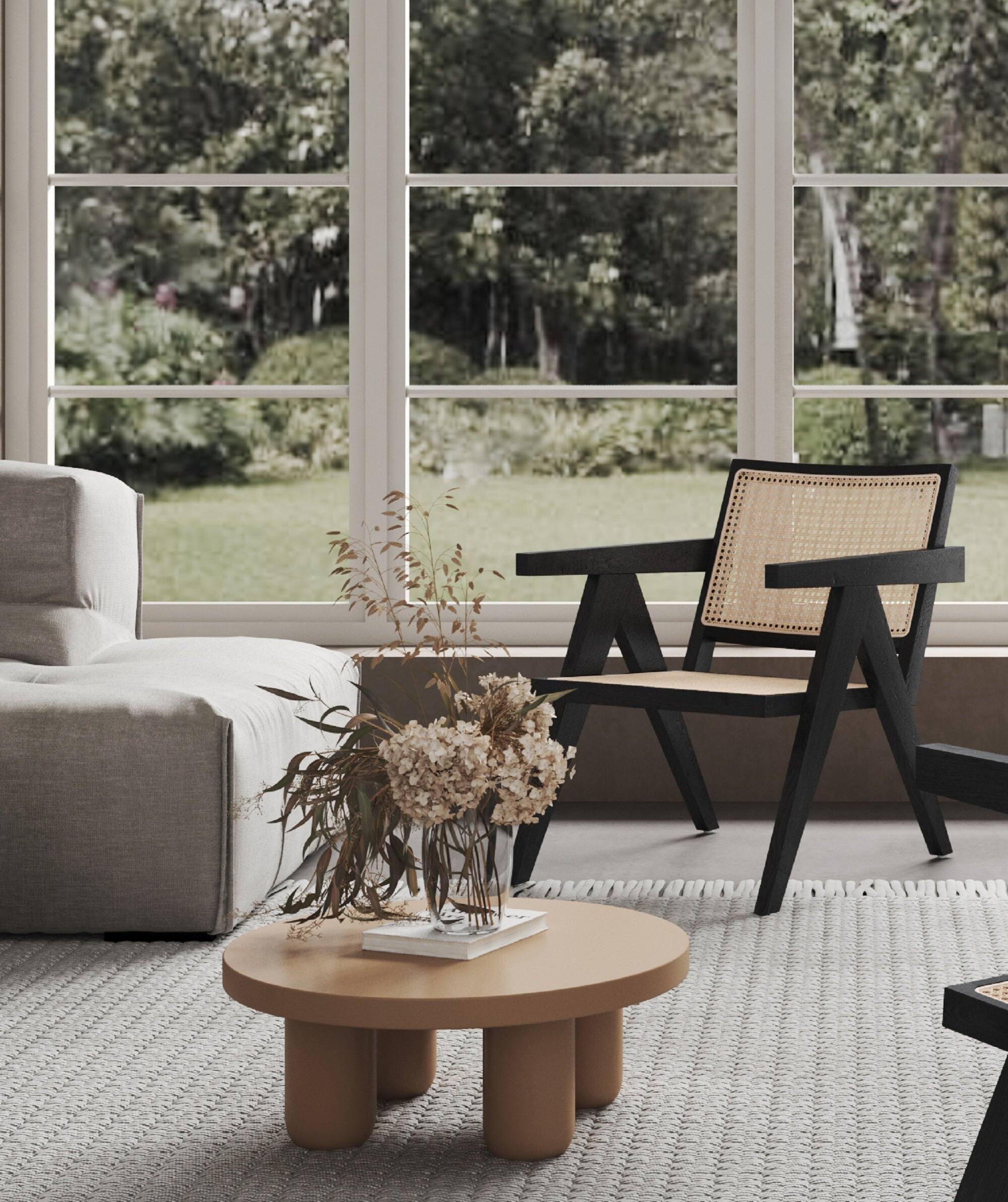 Angle. Manhattan Comfort - Hamlet Industry Chic Cane Back Wood Accent Armchair - Black and Natural.