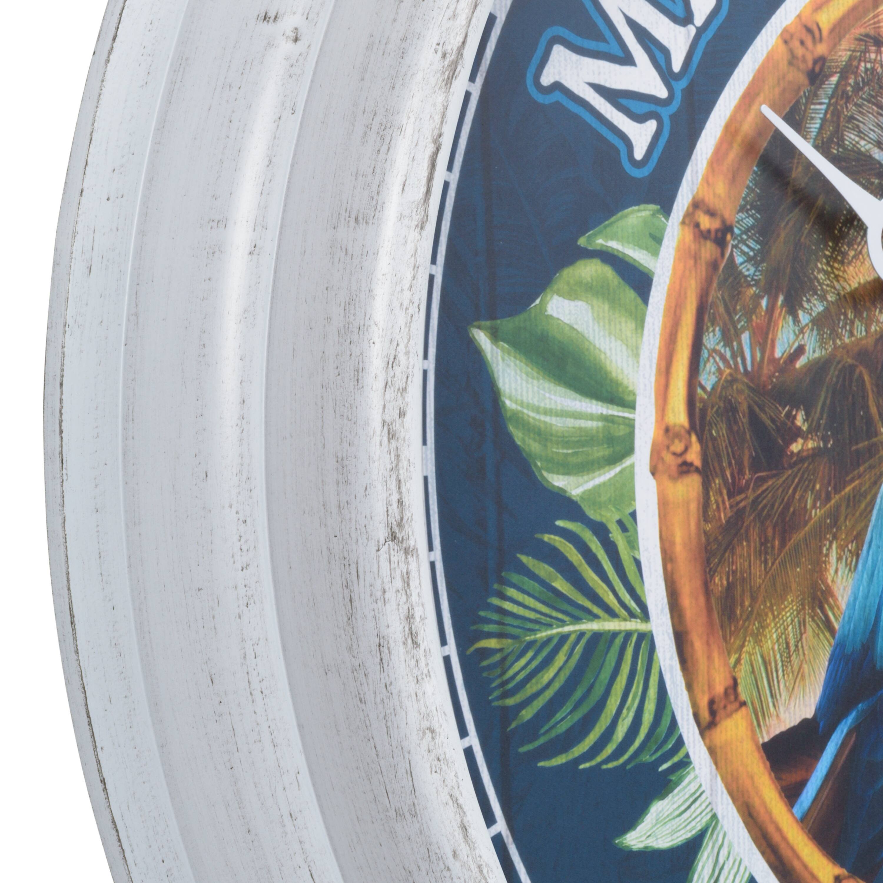 Left. La Crosse Clock Co. - 15.75 Inch Margaritaville Blue Macaw Indoor/Outdoor Quartz Wall Clock with Temperature - Multicolor/White.